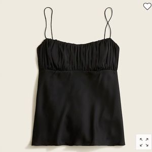 NWT J.Crew gathered stretch silk camisole ~ Black ~ Sz 00